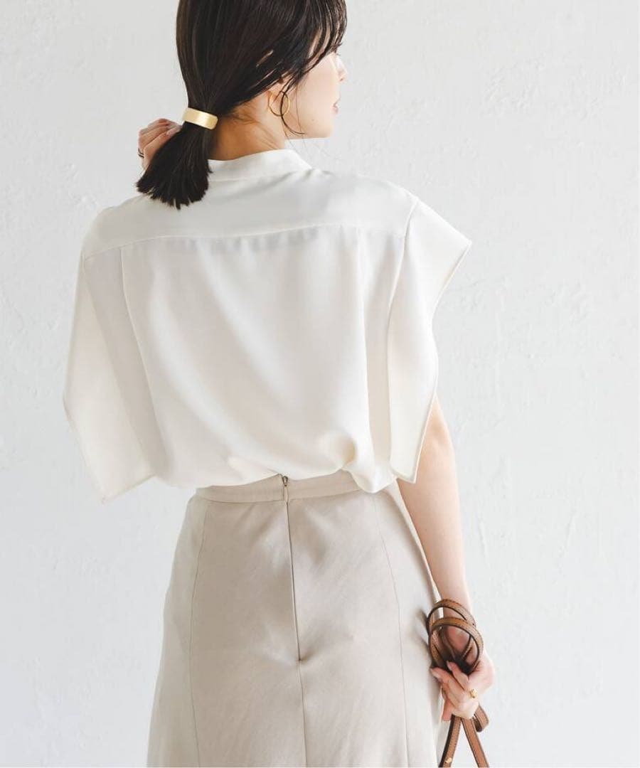 《WEB限定追加》【洗える】スクエアースリーブフロントオープンブラウス2