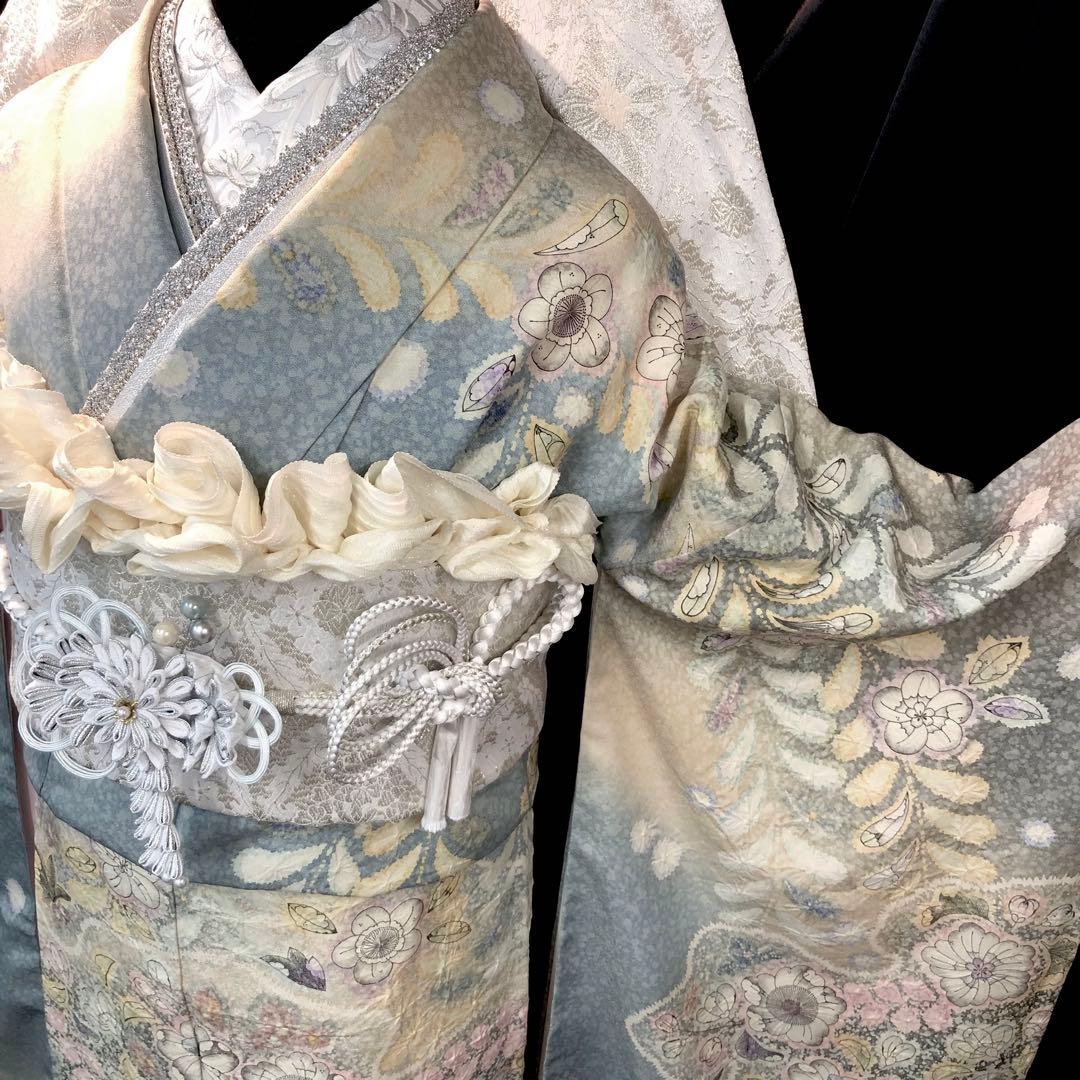 □逸品□辻が花□水色銀通し□花絞り□正絹振袖フルセット□成人式