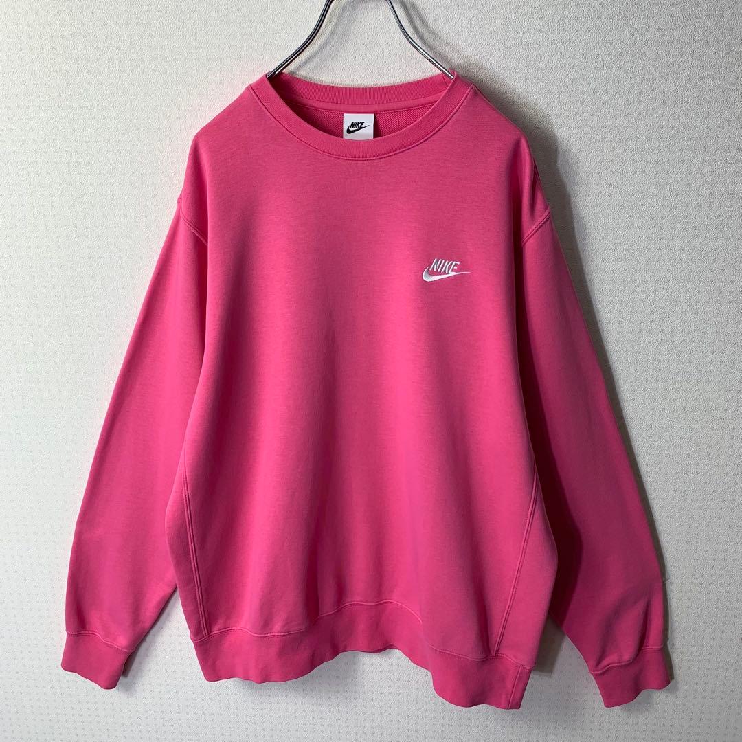 美品 NIKE スウェットトレーナー XL ピンク 刺繍ロゴ ベーシック 希少
