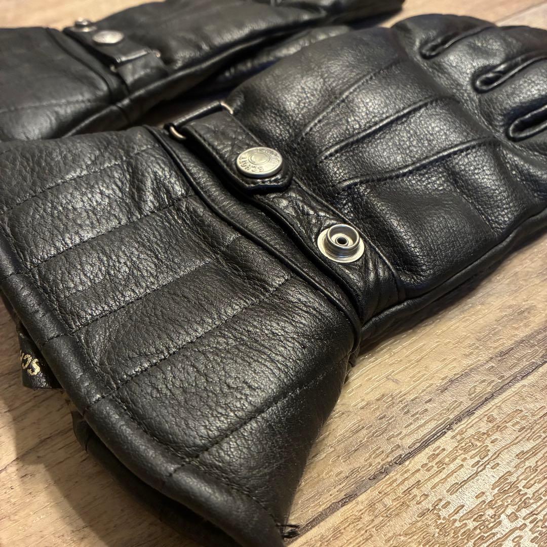 極暖】SCHOTT ボア レザー グローブ Lサイズ ブラック ガントレット