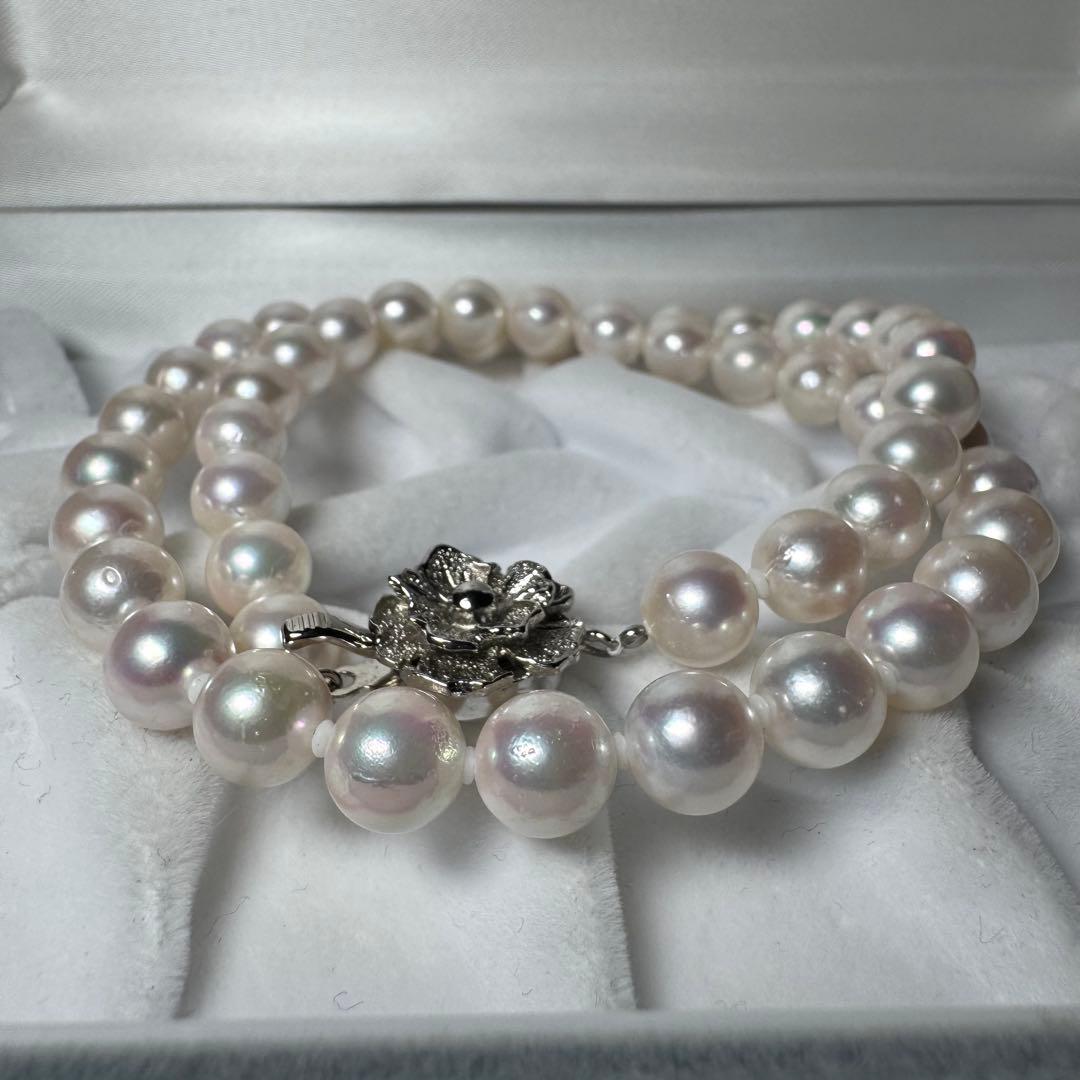 アコヤ真珠 ネックレス パール 7.8mm 43cm 36.4g ホワイトピンク