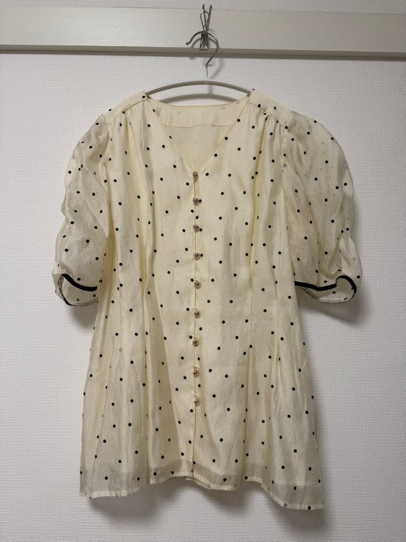 ジャスグリッティー ギャザースリーブフロッキーブラウス 美品 サイズ2