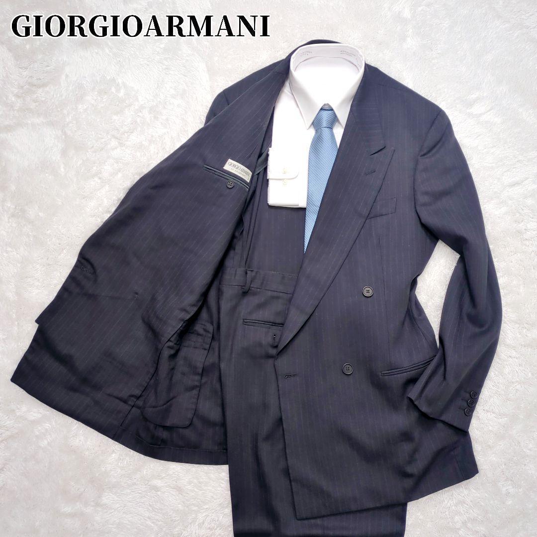 希少】ジョルジオアルマーニ スーツセットアップ XL ストライプ ダブル