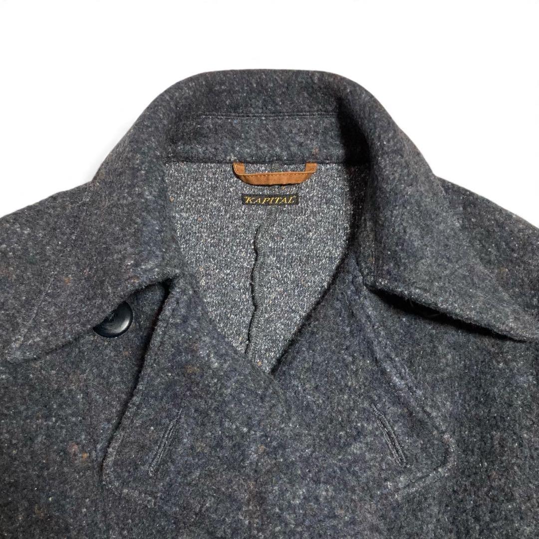 キャピタル☆ KAPITALウールジャケット ショートピーコート バイカラー
