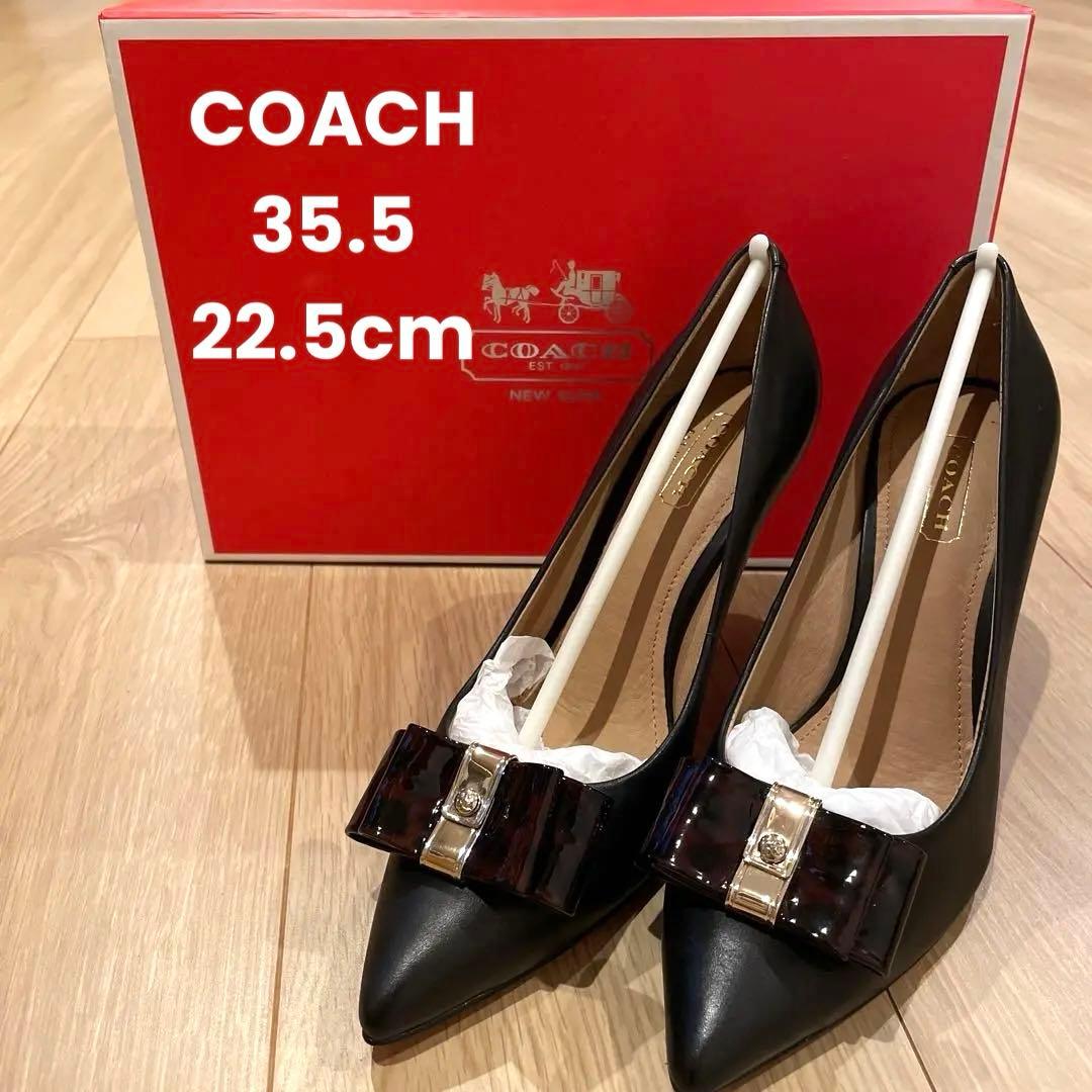 COACH コーチ 黒 リボン ハイヒール パンプス 35.5 新品未使用 - メルカリ