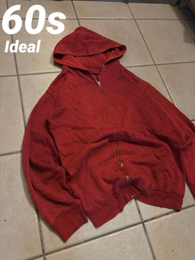 60s-70s ヴィンテージ IDEAL アルミ片爪ジップ フルジップパーカー 60s vintage IDEAL 片爪 アルミジップ ジップパーカー 小豆 - メルカリ