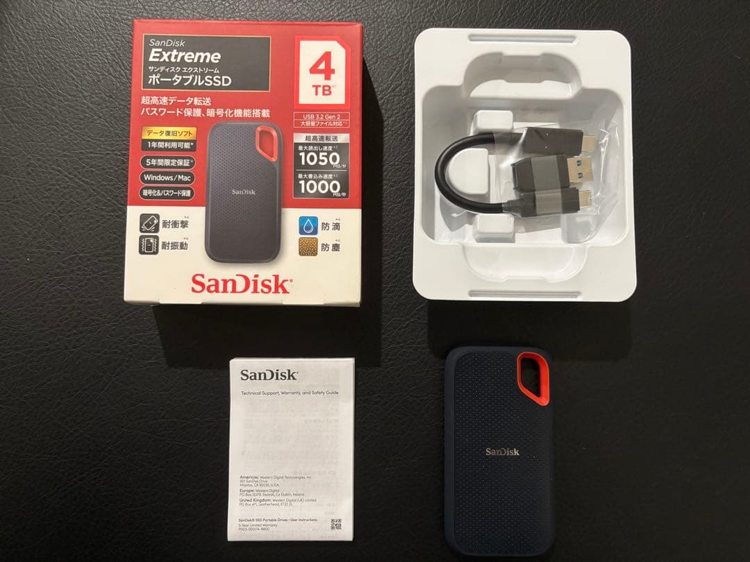 中古・美品】SanDisk Extreme ポータブルSSD 4TB