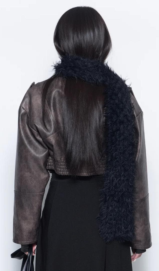 ジャケット・アウター THEREDTHREAD fake leather jacket brown Brown Faux Distressed Leather Zip-Up Jacket - All Outerwear | Red