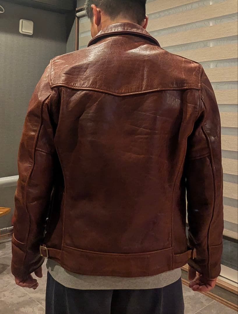 Schott レッドブラウンレザー ステアハイドトラッカージャケット