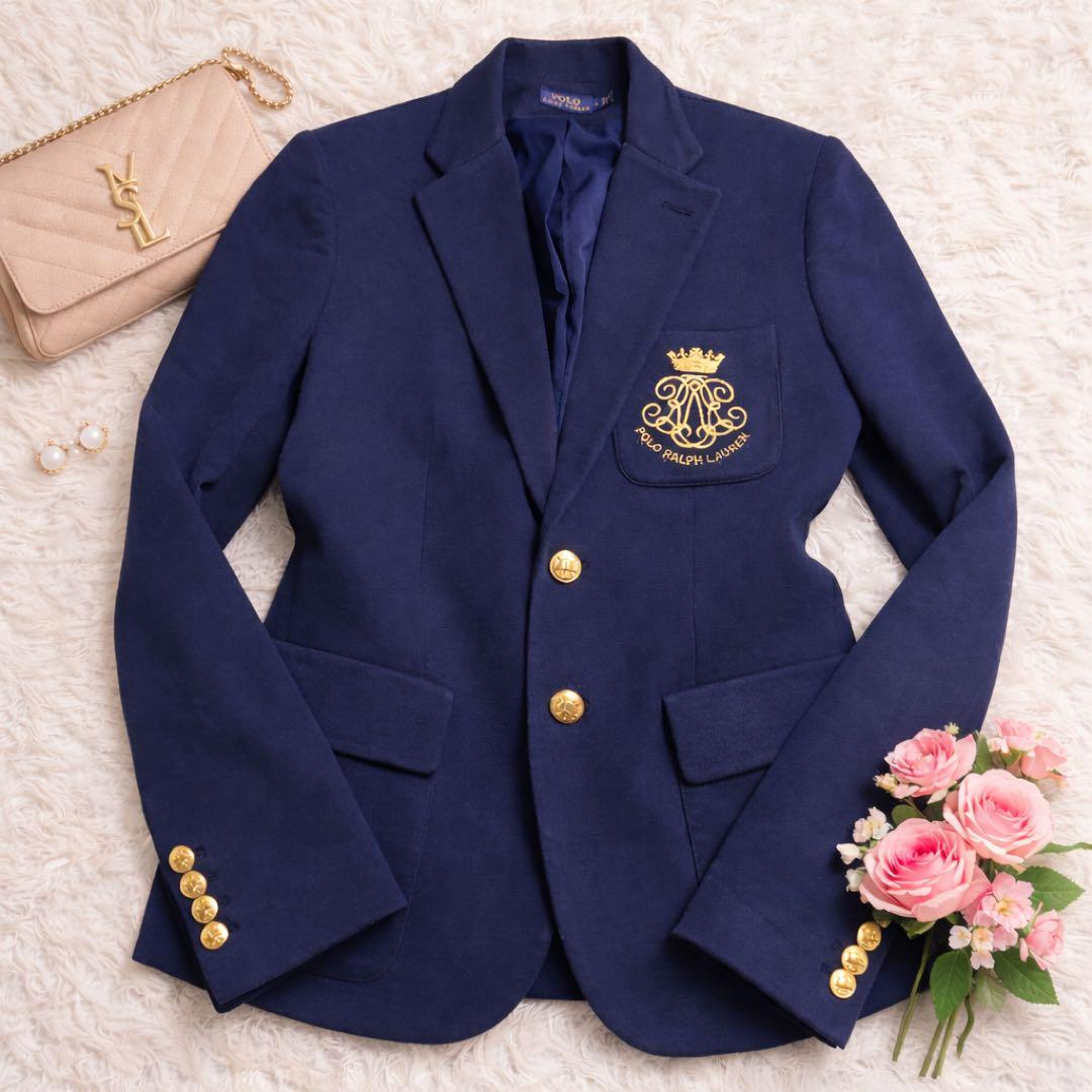 ポロラルフローレン 紺ブレ 金ボタン エンブレム シングル レディース