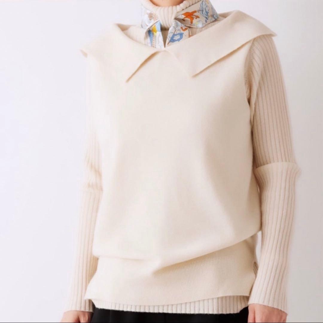【美品】シーマリー　カシミヤ襟付きニットベスト　ジレ　グレー 楽天市場】カシミヤ100％ リバーシブルベスト ジレ ニット 【品質検査