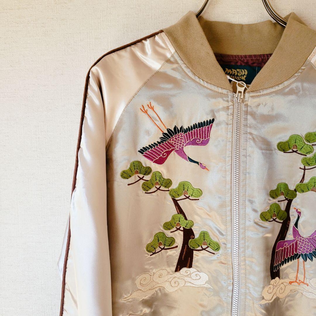 ★未着用★ マッシュマニア スカジャン ゴールド サテン 鶴 松 刺繍 m74687842241_1.jpg?1739625893
