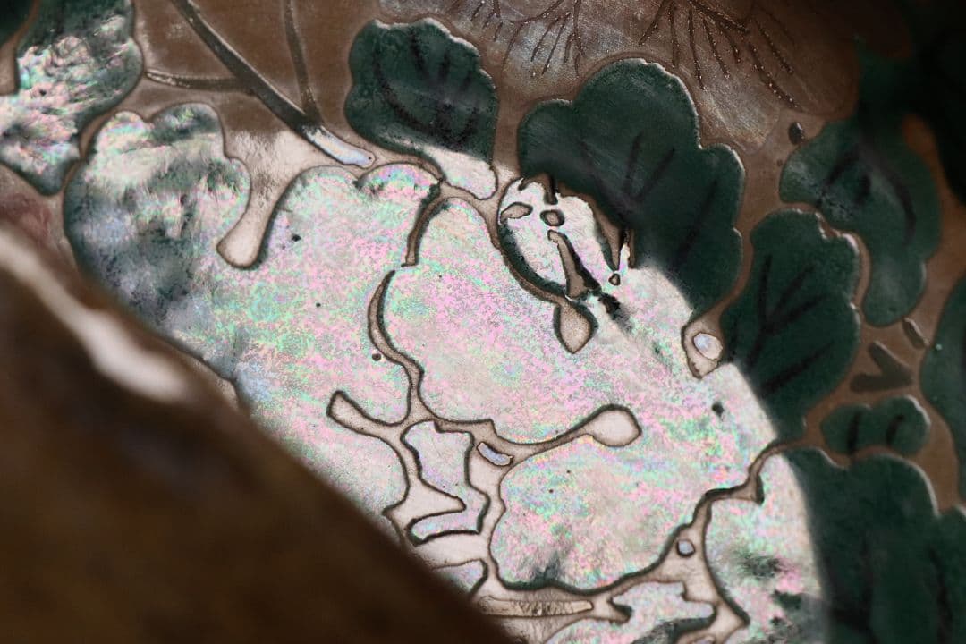 乾山焼 三代乾山 菊図 手付菓子器 木箱 陶芸 草花 鉢 時代【MA480】