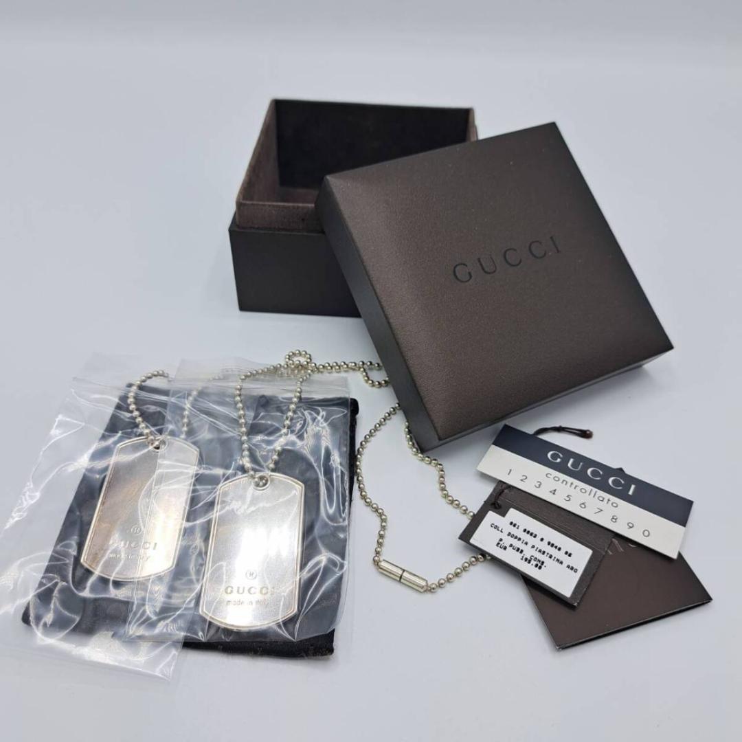 グッチネックレス ドッグタグ ダブル ボールチェーン シルバー925