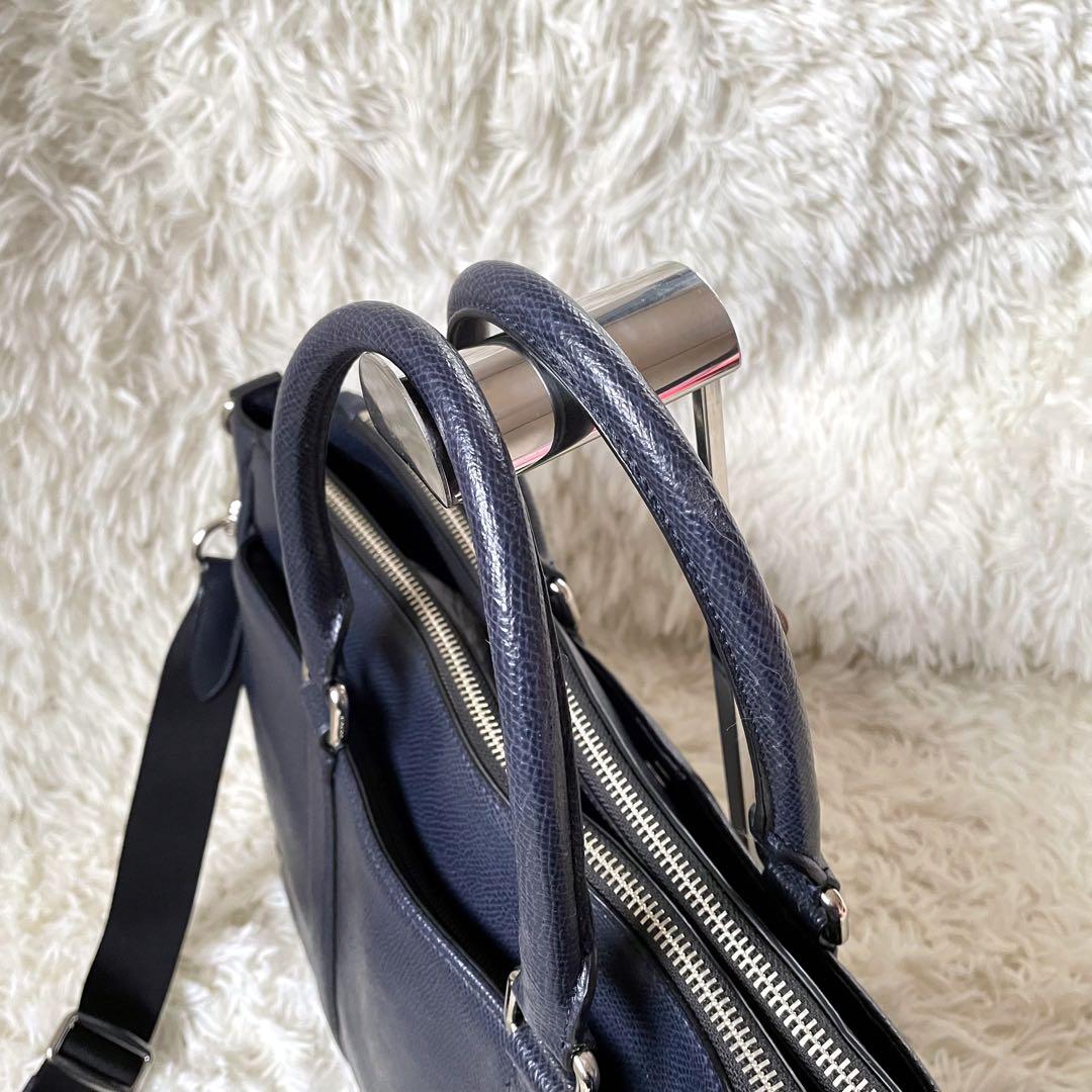 COACH コーチ ビジネスバッグ 2way A4収納可能 バイカラー ネイビー