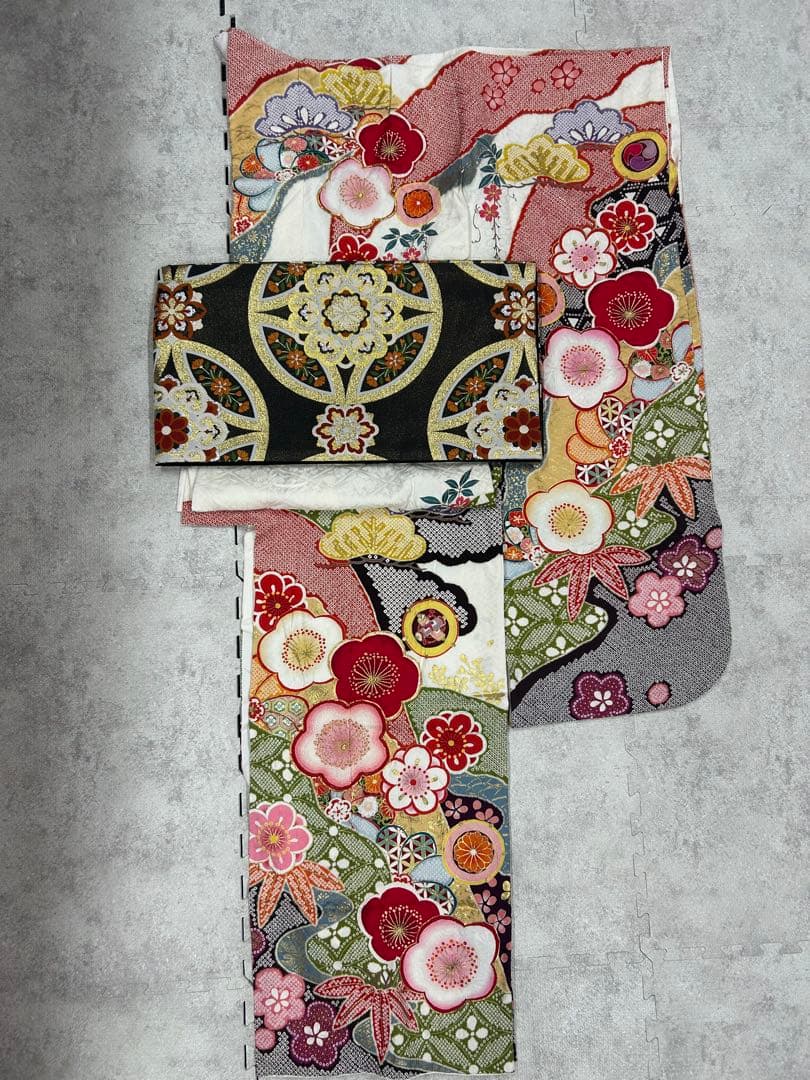 《美品》振袖　単品 A No.425 白地絞り　中振袖160〜170cm