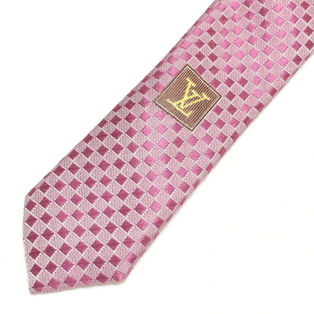 未使用級 ルイヴィトン Louis Vuitton ネクタイ ピンク ダミエ - メルカリ