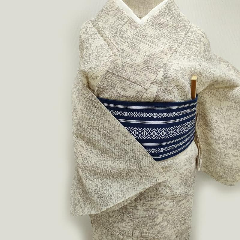 Club藤☆夏 絹紅梅 小紋 浴衣 友禅文様 カジュアル 御仕立上り（3438）