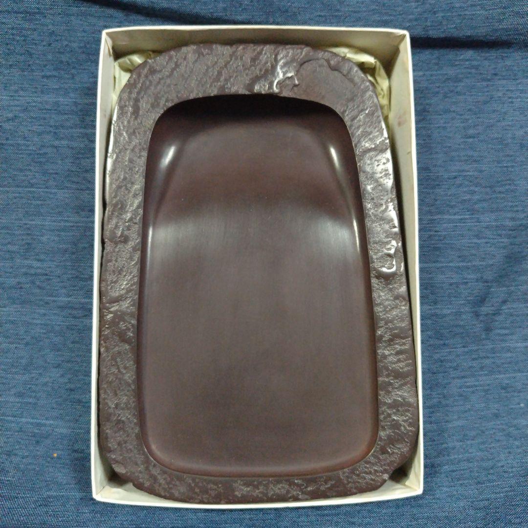赤間硯　日枝玉峰堂　玉峰作 赤間硯: 日枝玉峯堂製造】残月硯（泥砥石付き） +【今月の奈良墨: 錦光