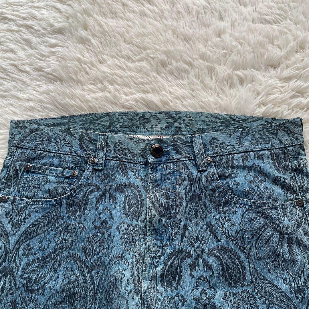 美品✨エトロ デニムパンツ ペイズリー柄 ペガサス 洗える 青 XL
