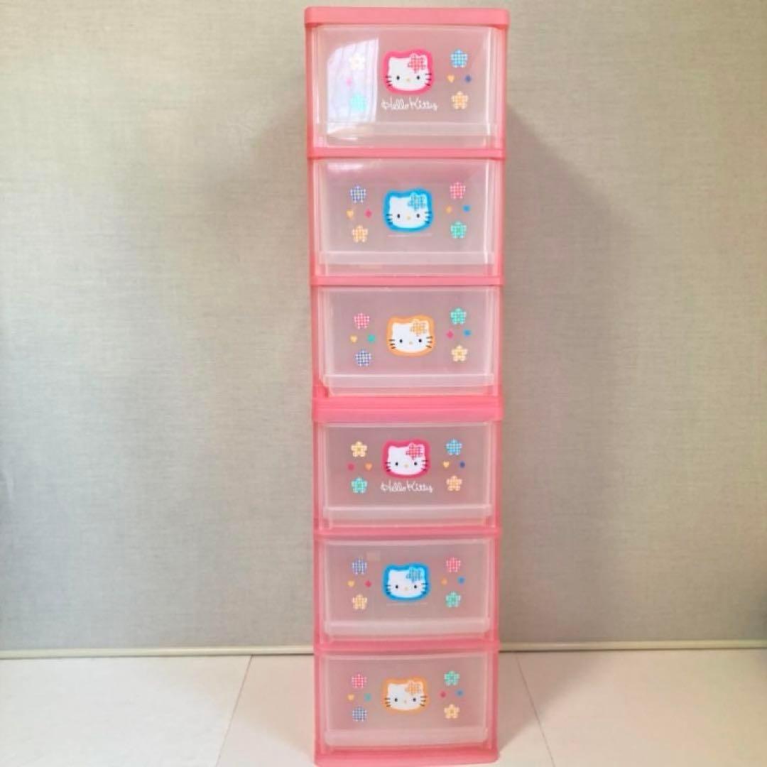 ハローキティ 収納ケース 引き出し 3段 ピンク ポップ レトロ 2点 美品