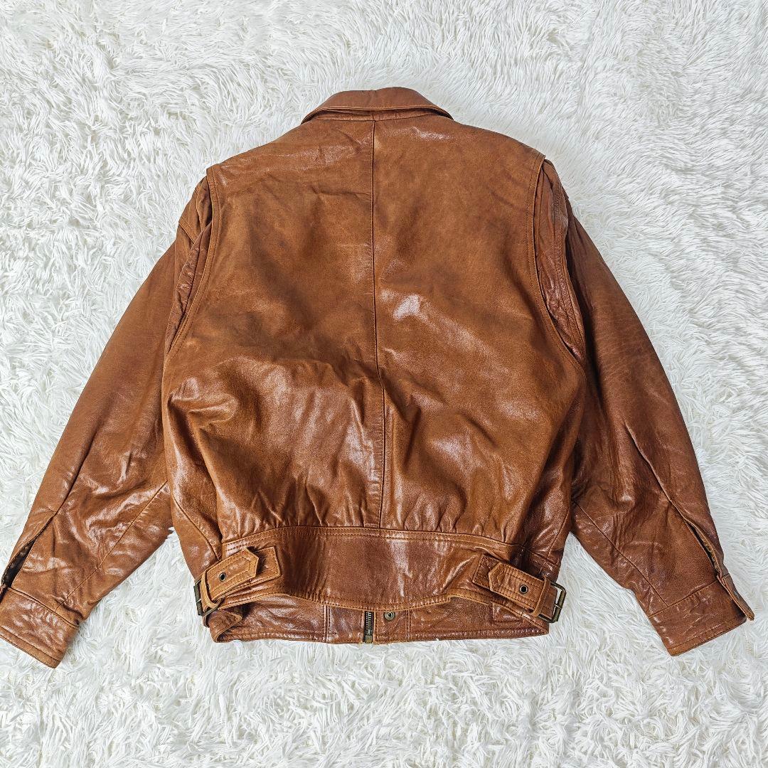 高級】VINTAGE イタリア製 ラムレザー 短丈 ジャケット メンズ 46