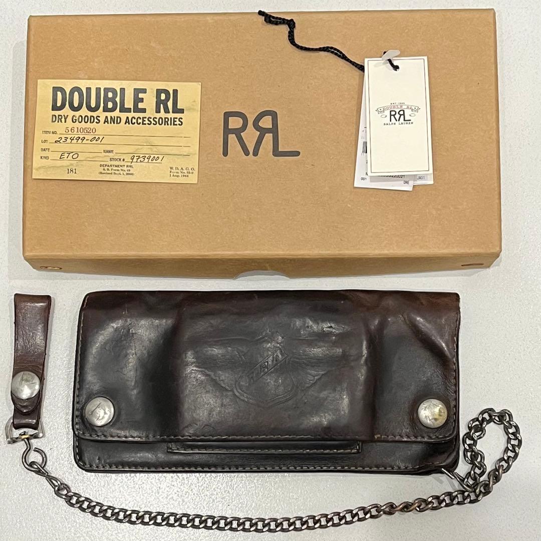 RRL ロゴ レザー トラッカー ウォレット チェーン 長 財布 ラルフ