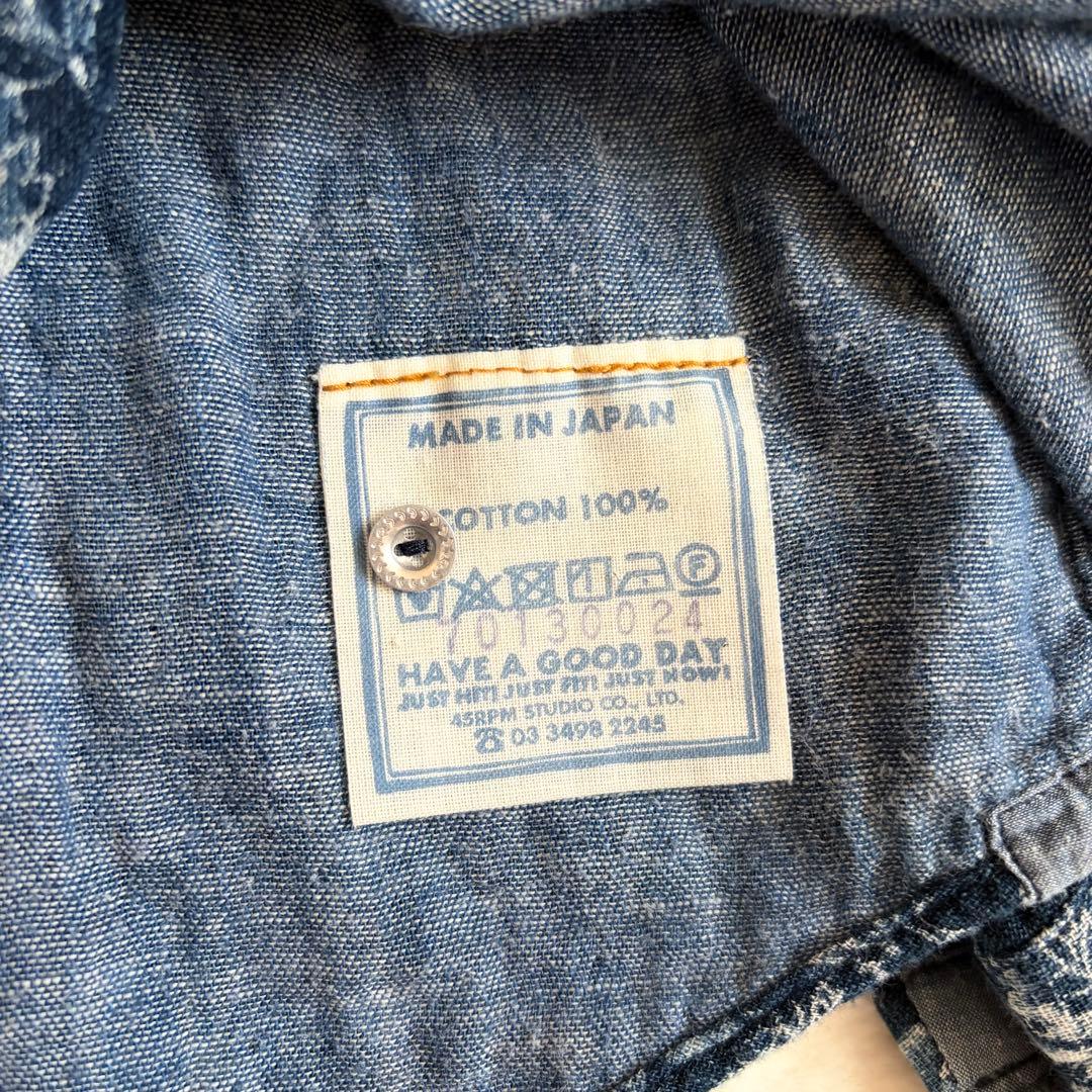 45R 二重織かごフラワーのアニーブラウス インディゴ シャツ バンド