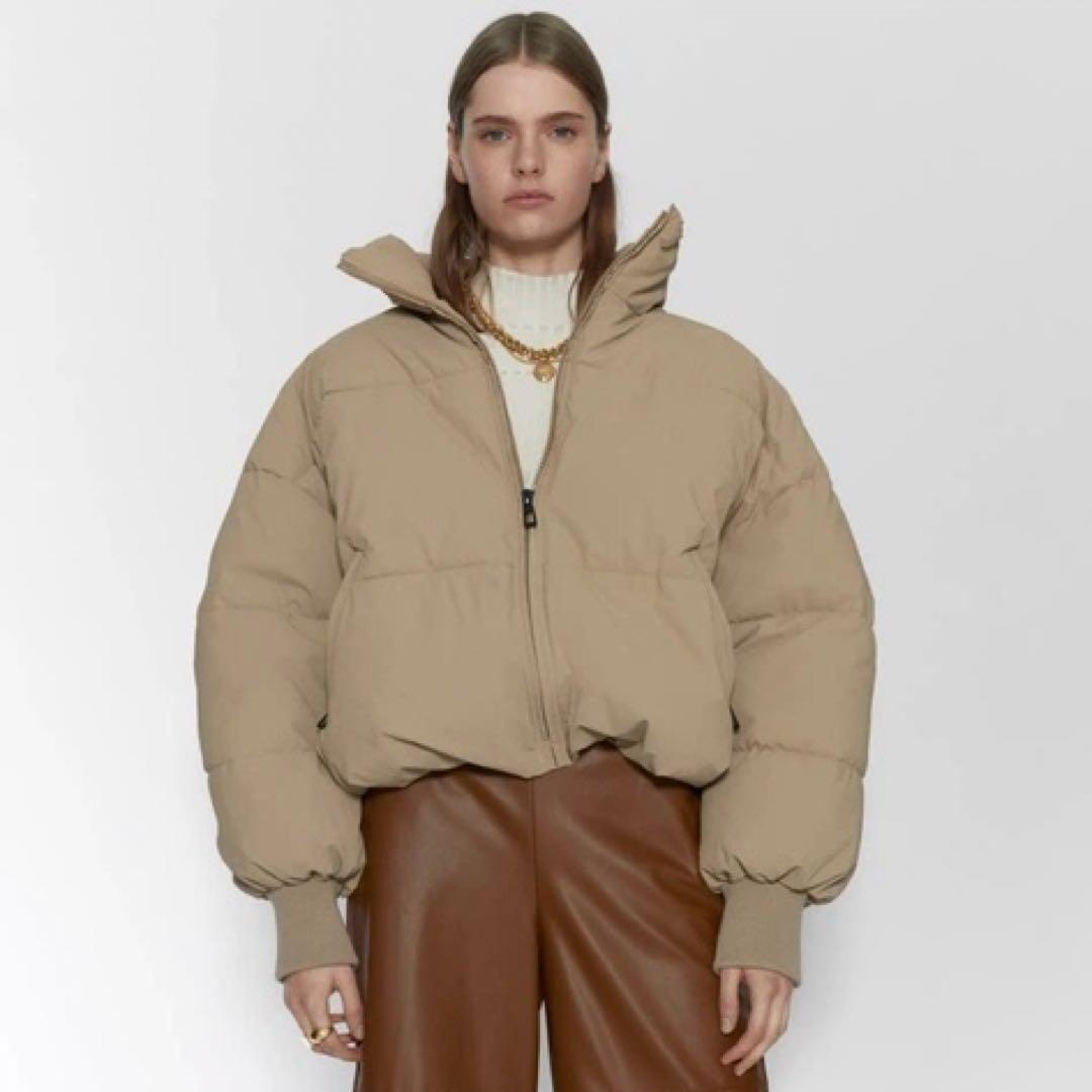 zara ダウン ジャケット アウター レディース ベージュ Mサイズ - メルカリ