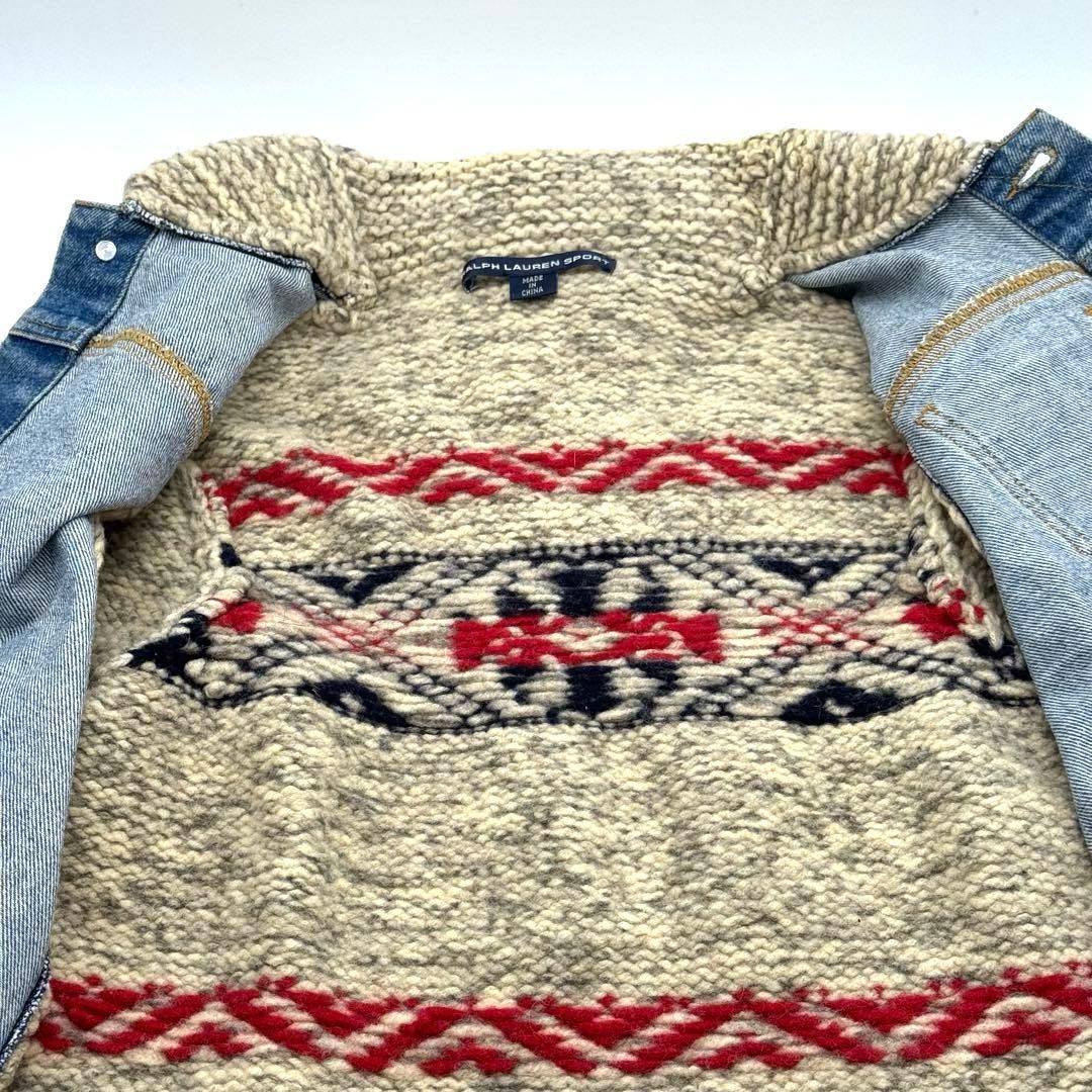 超美品 ラルフローレンスポーツ デニムニットコンビジャケット