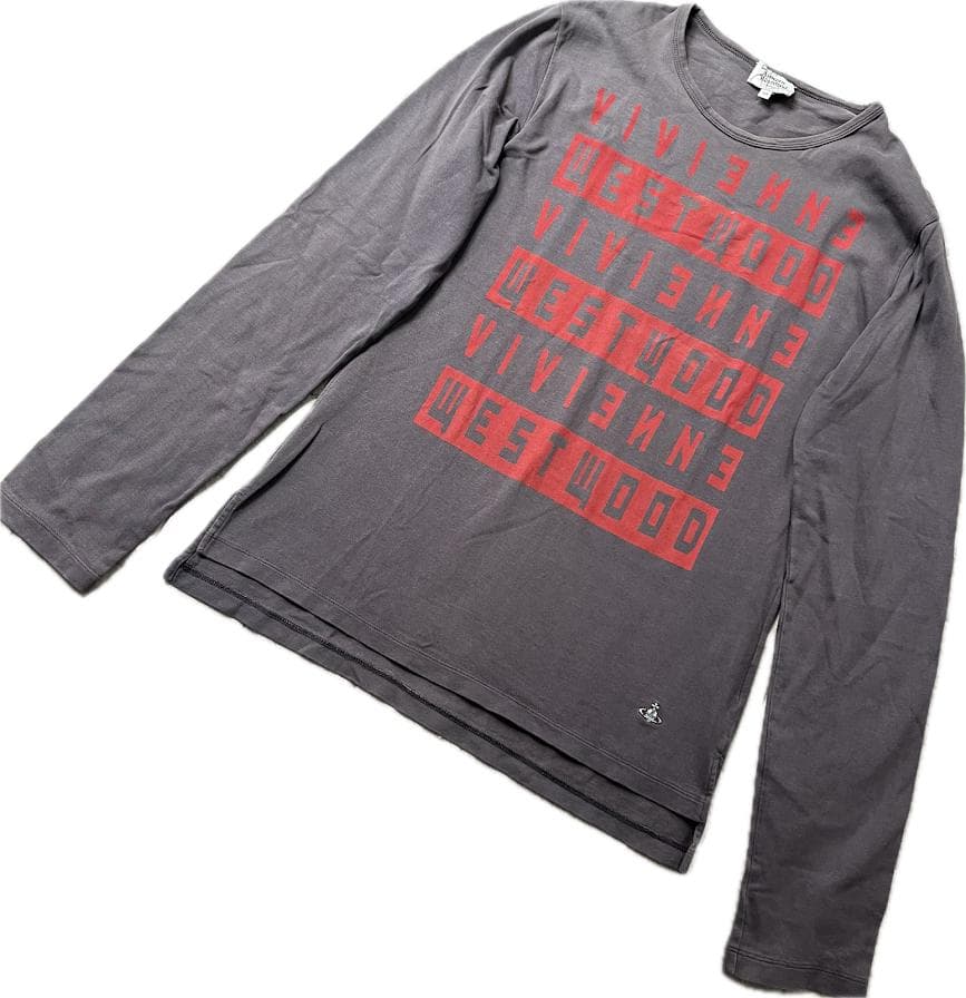 ヴィヴィアンウエストウッドマン ロゴロンTシャツ 48 グレー