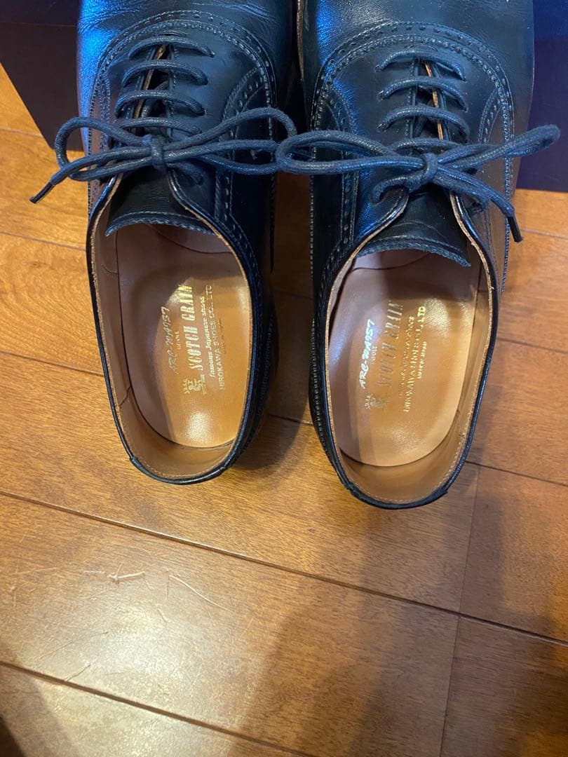 スコッチグレイン セミブローグ メダリオン レザー シューズ 24.5㎝ 美