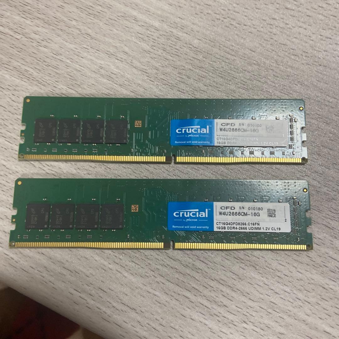 Crucial 32GB(16GBx2) DDR4-2600 メモリモジュール - メルカリ