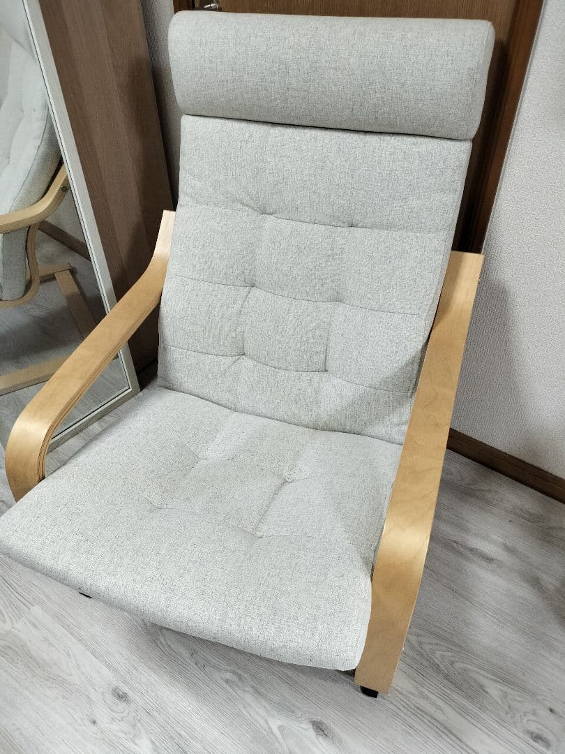 【美品】2025年購入　IKEA ポエング POÄNG ポエング パーソナルチェア＆オットマン, バーチ材突き板