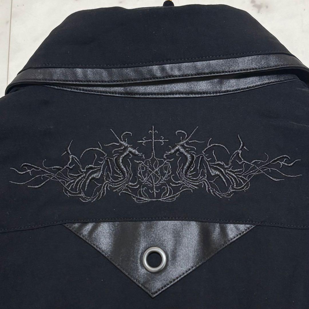 美品 オッズクローチェ 刺繍 スタッズ シャツ 十字架ボタン ゴシック