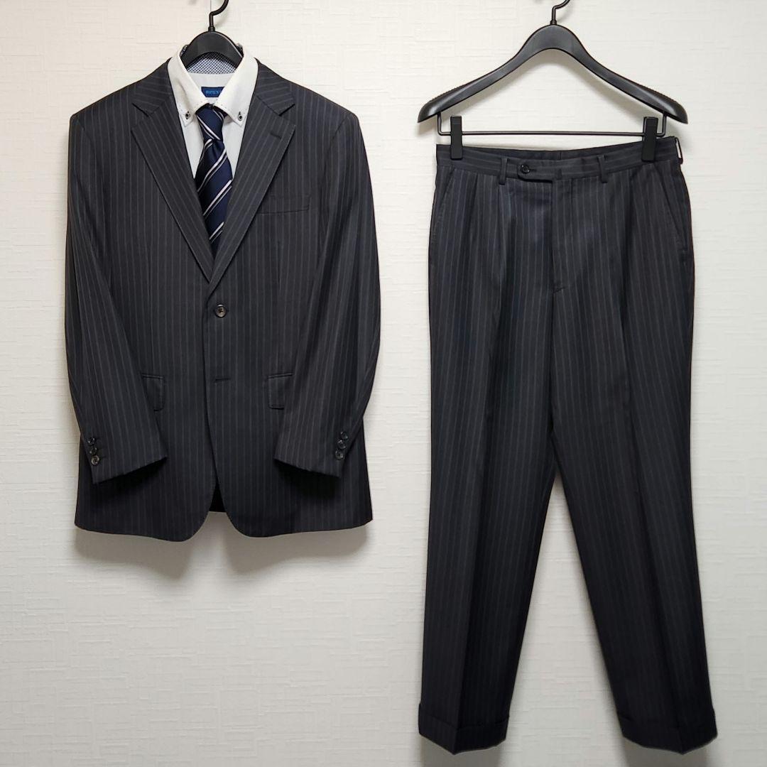 ダーバン × ロロピアーナ メンズ スーツ グレー ストライプ 美品 標準