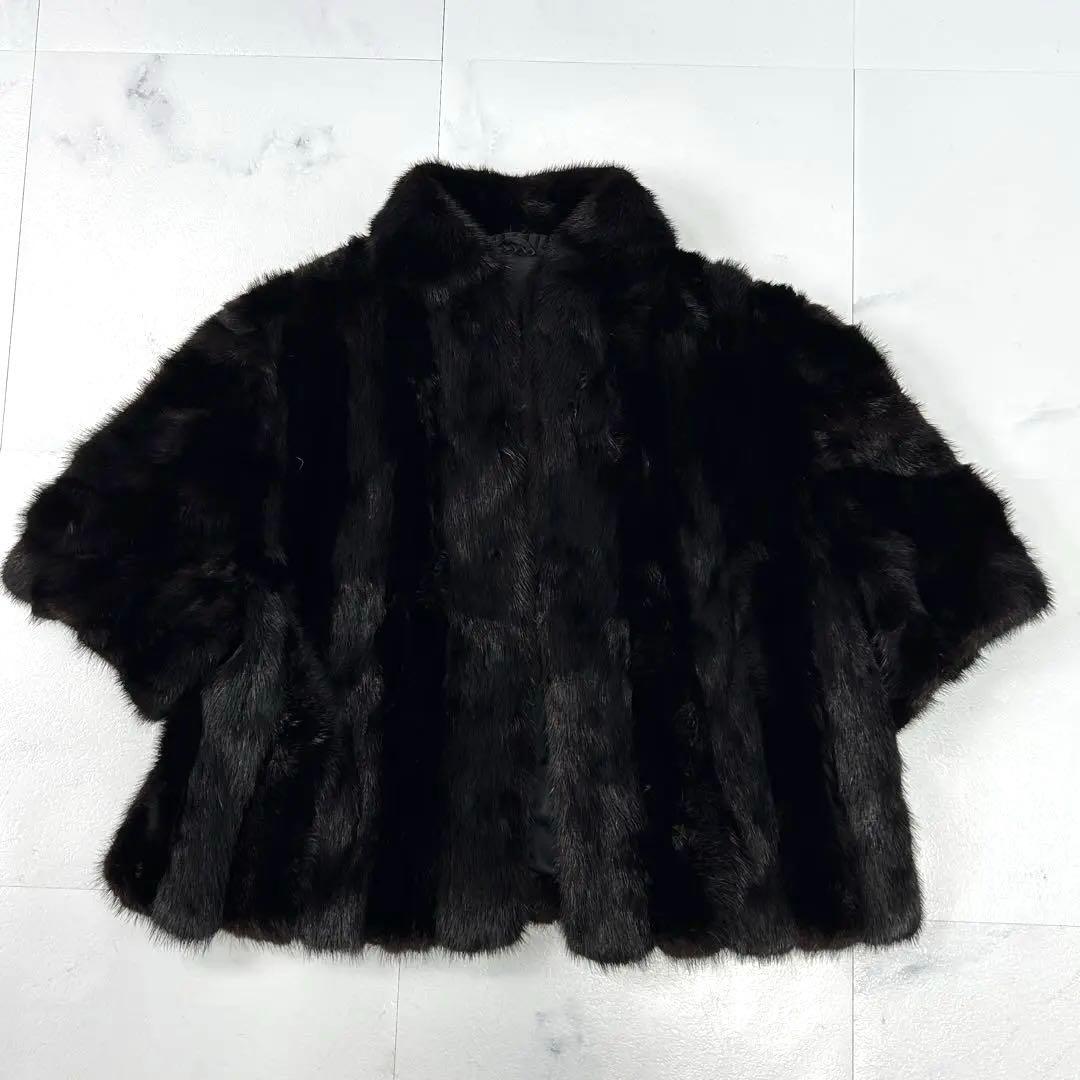 高級 SAGAMINK ショート コート クロップド 鼬 レディース ブラック