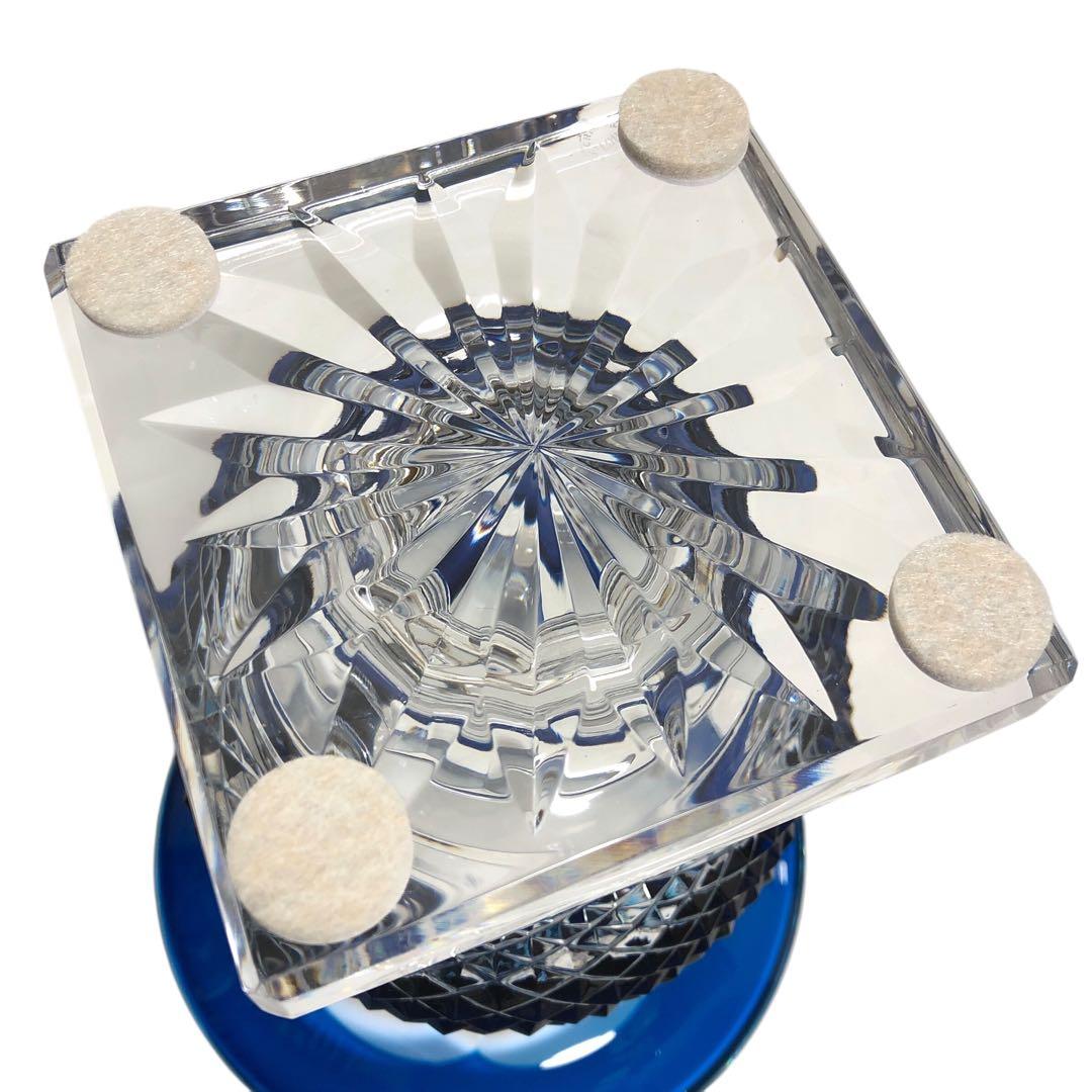 希少品】サンルイ ヴェルサイユ 花瓶 フラワーベース 青被せ ガラス