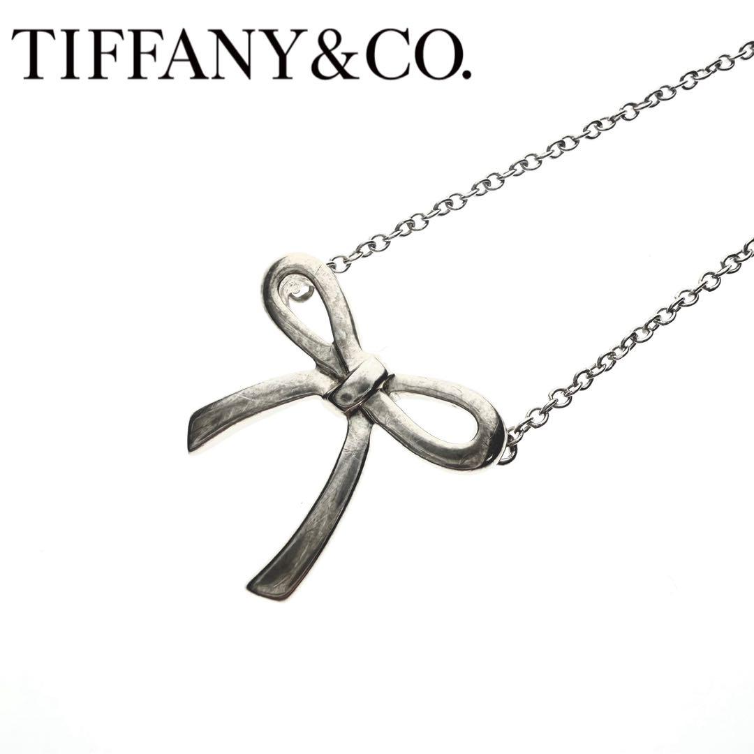 美品 TIFFANY ネックレス リボン シルバー925 ボウモチーフ 箱付き