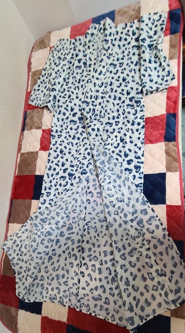 パメオポーズ　青レオパード浴衣　綿　万博やイベントや推し活にも！