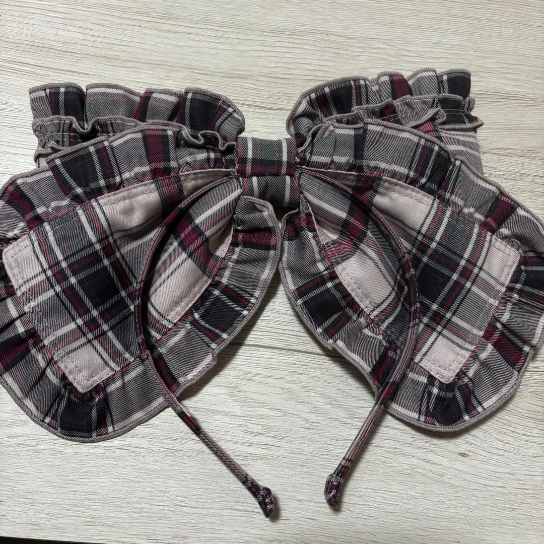 Angelic Pretty ロゴ刺繍フリルリボンカチューシャ（タータン） - メルカリ