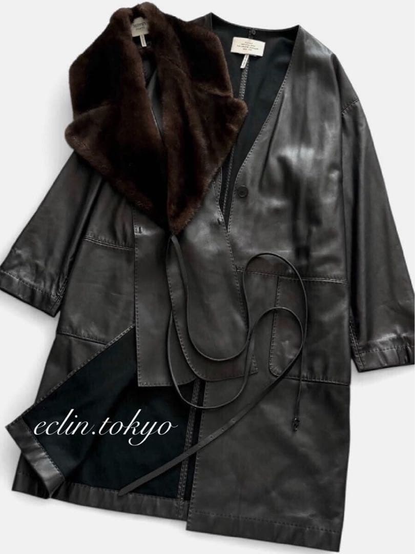 HERMES 《ミンク！着脱ファー》ベスト&コート2点SET！コートE4832