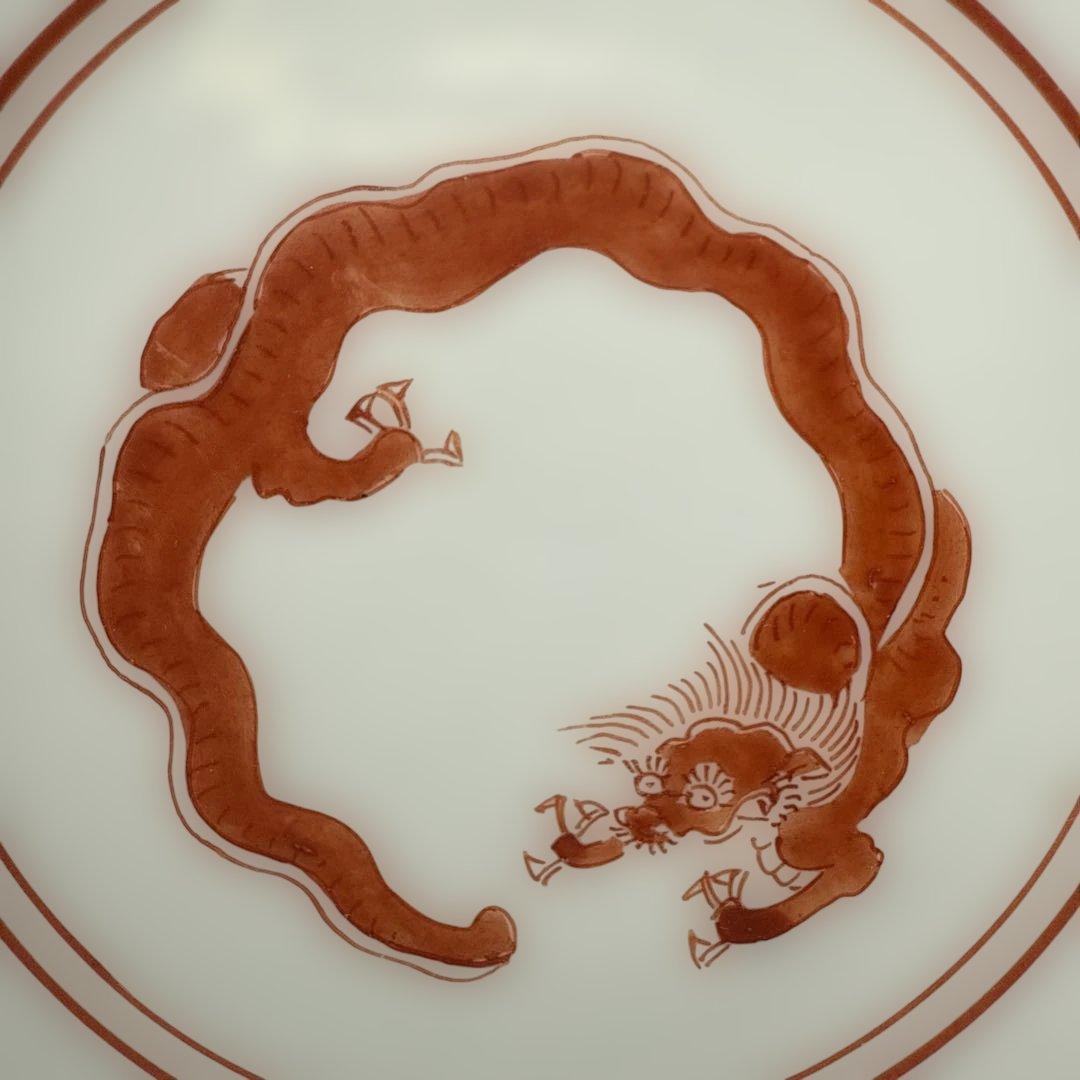 古伊万里 柿右衛門様式 向付 13客 赤絵龍図 竹に紅葉