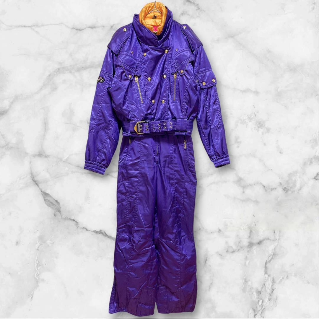 エレッセ ＊ スキーウェア 昭和レトロ ヴィンテージ 一点物 上下セット 紫 エレッセ スキーウェア 上下セット スノーウェア 防寒 スキーウエア