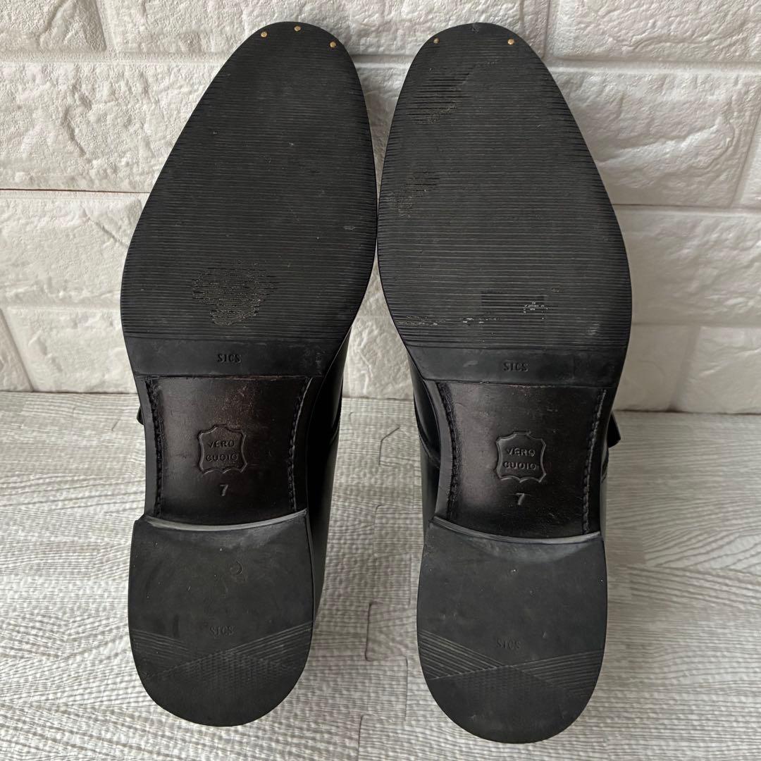 ユナイテッドアローズ 革靴 黒 UK7 シングルモンクストラップ