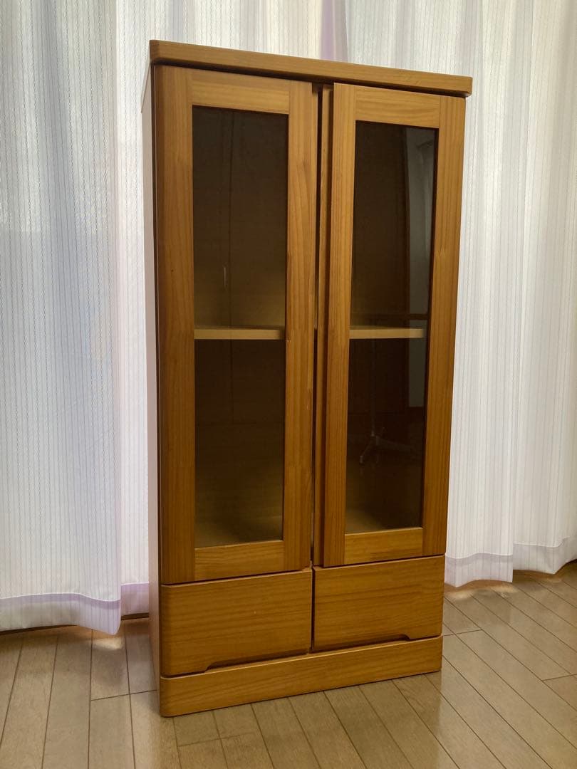 ガラス扉付き本棚 ヴィンテージ調のガラス扉付き本棚（本棚/書棚/ブックシェルフ）｜通販