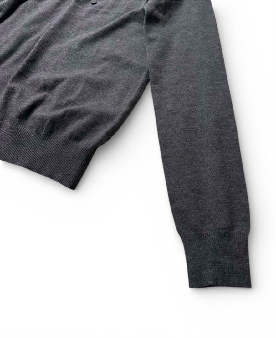 AKRIS アクリス カーディガン ウール混 長袖 チャコールグレー 比翼