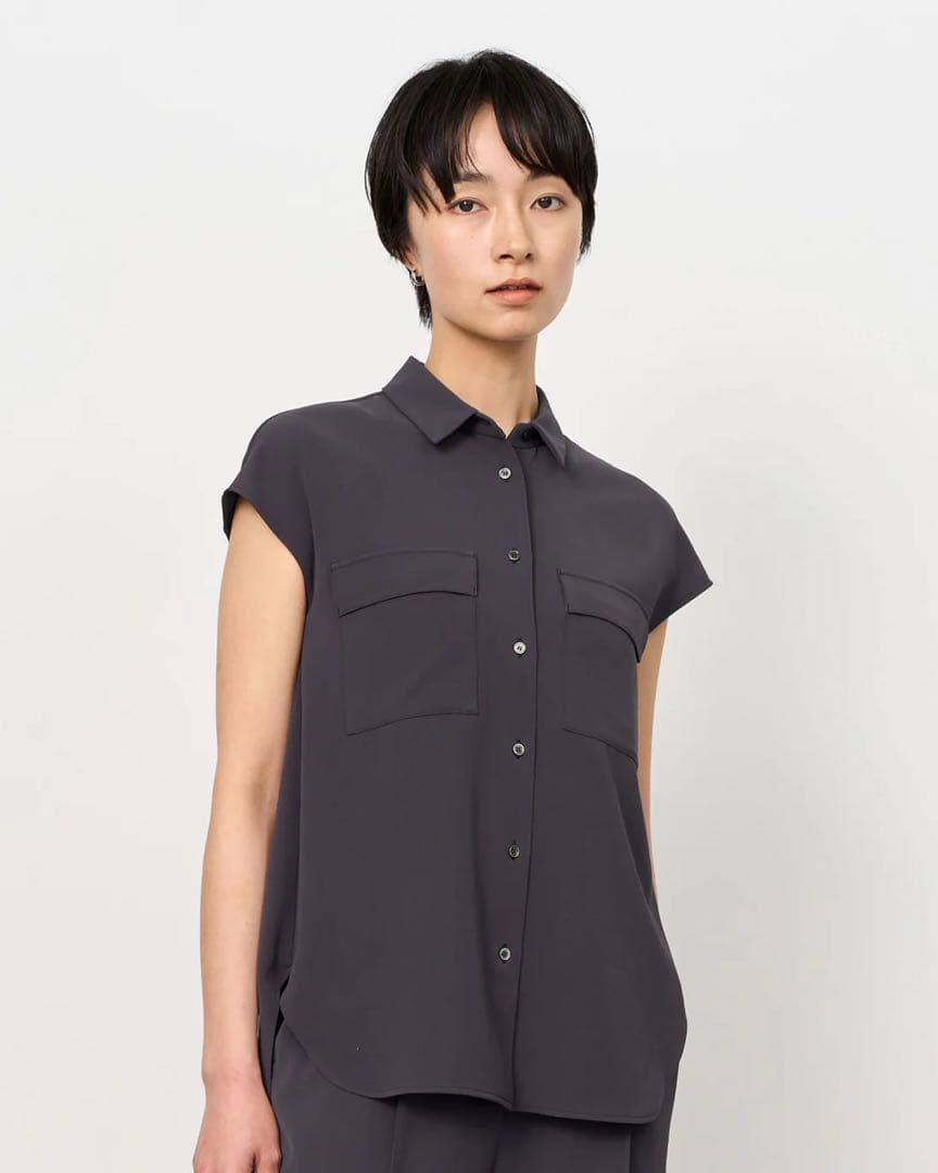 ソージュSOEJU ヴィンテージサテンシャツ チャコール M - メルカリ