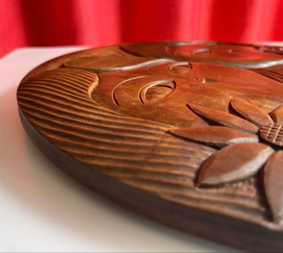 日光彫 アートパネル　迎清臣　民芸　工芸　昭和レトロ　迎刀　ジャパニーズモダン