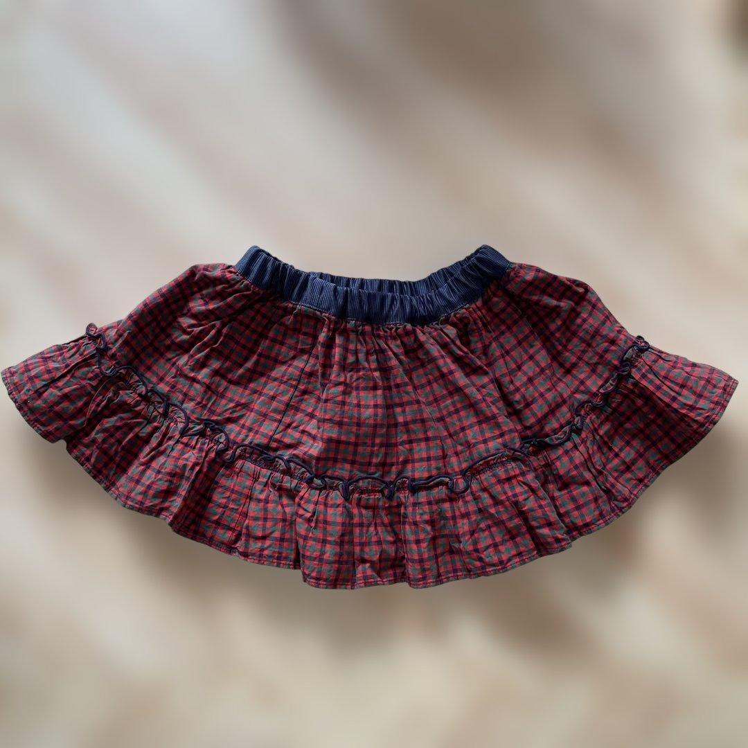 ファミリア リバーシブル スカート 赤チェック 80 - メルカリ